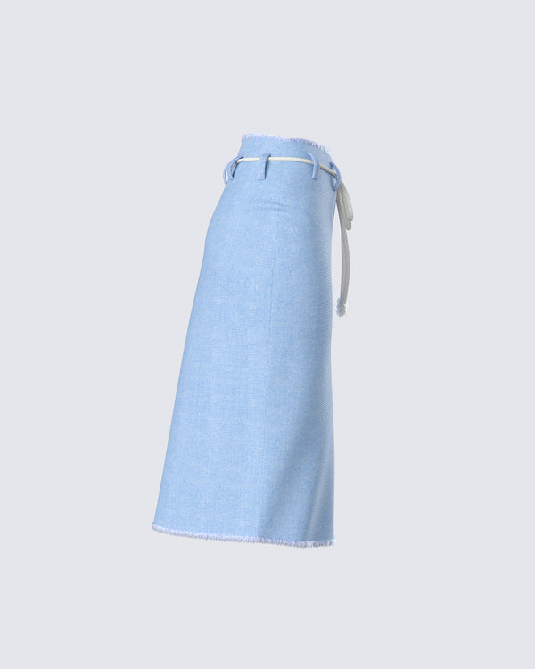 Finesse Heidi Blue Column Midi Denim Skirt