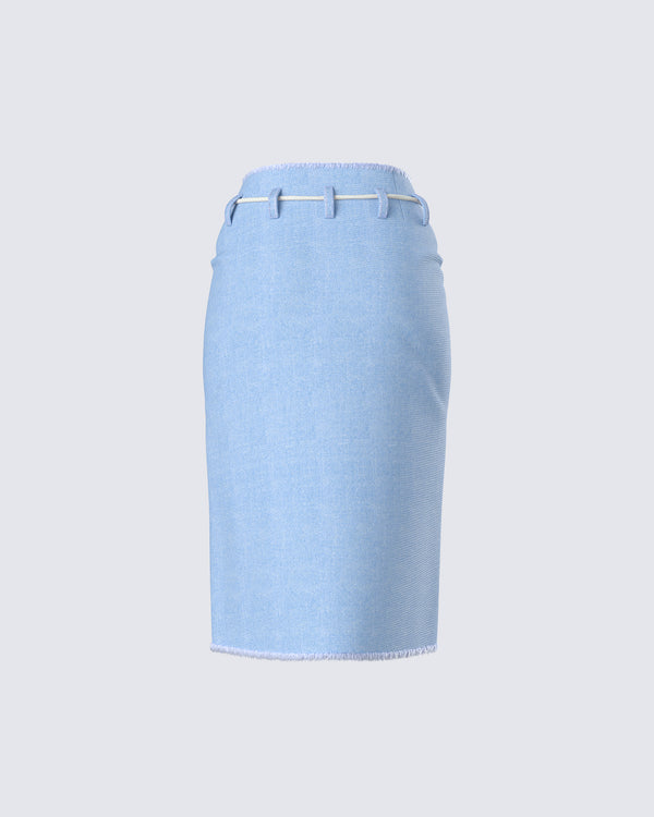 Finesse Heidi Blue Column Midi Denim Skirt