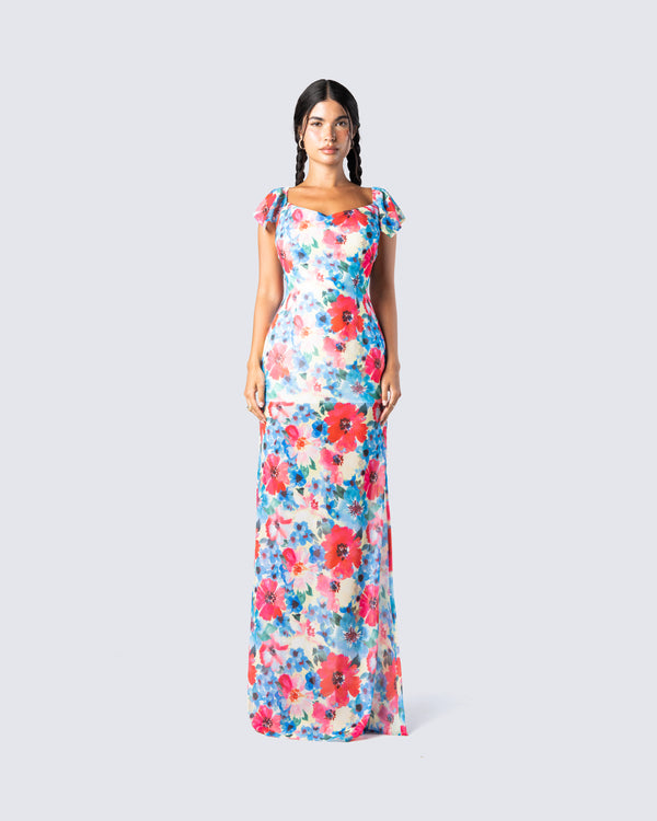 Finesse Helga Printed Floral Maxi Dress
