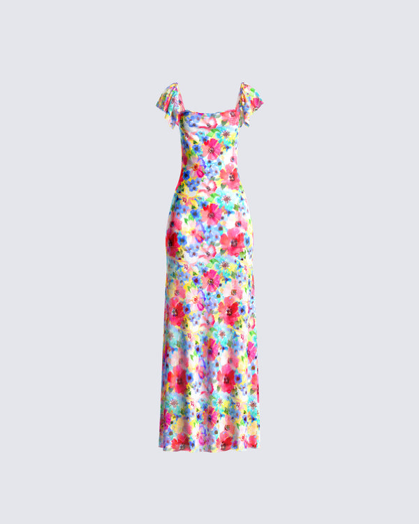 finesse Helga Printed Floral Maxi Dress