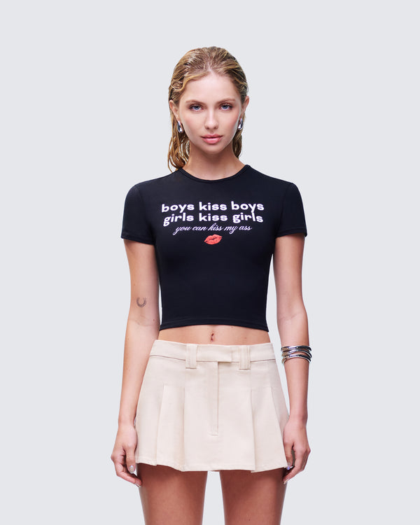 Finesse Hema Black Slogan Baby Tee