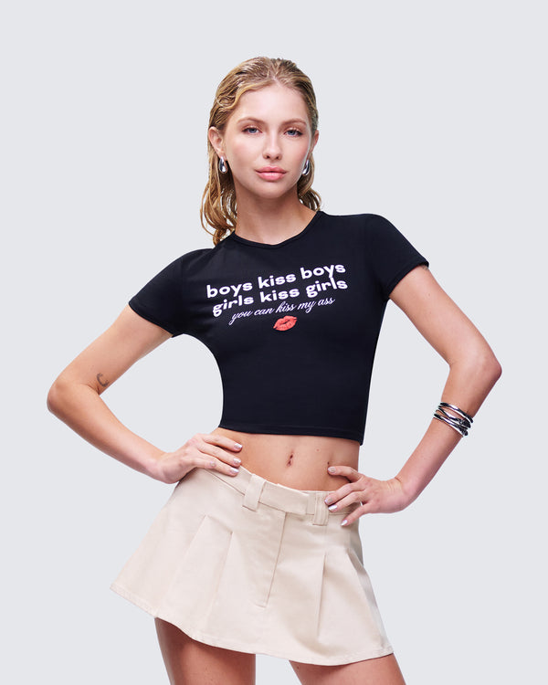 Finesse Hema Black Slogan Baby Tee