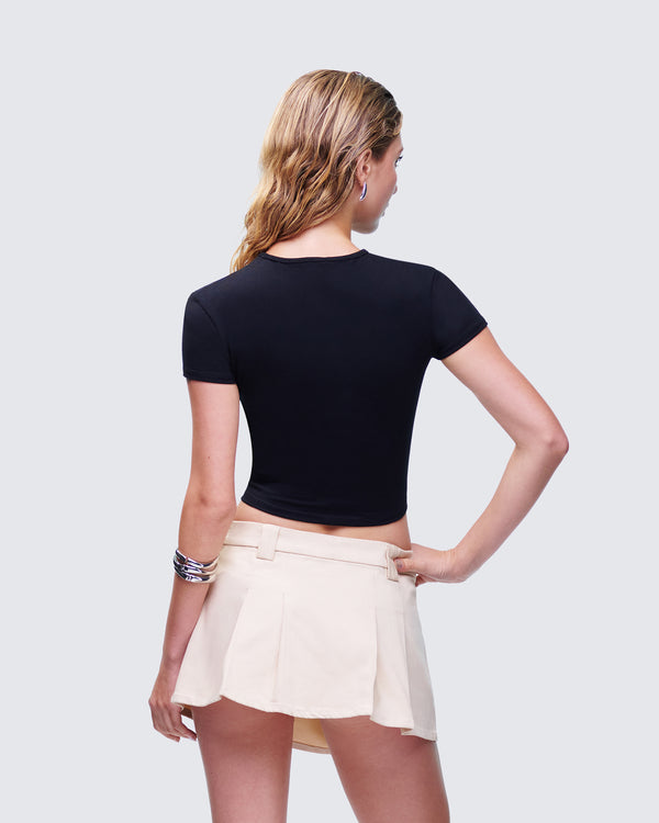 Finesse Hema Black Slogan Baby Tee