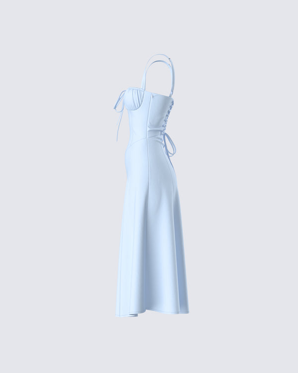 Finesse Hera Blue Corset Midi Dress