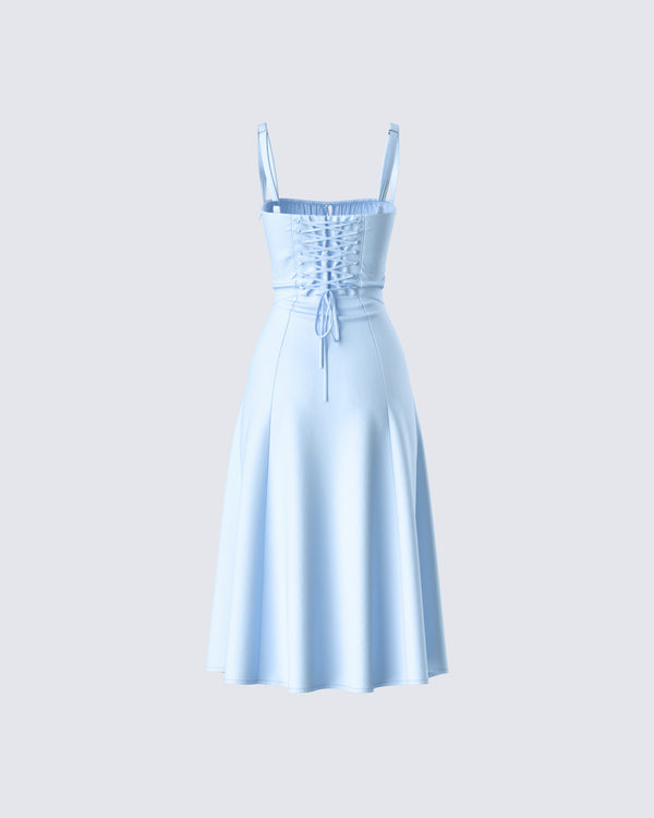 Finesse Hera Blue Corset Midi Dress