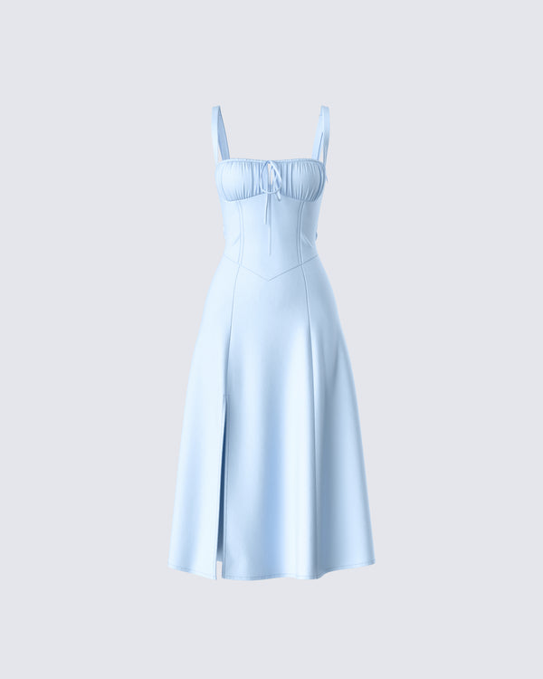 finesse Hera Blue Corset Midi Dress