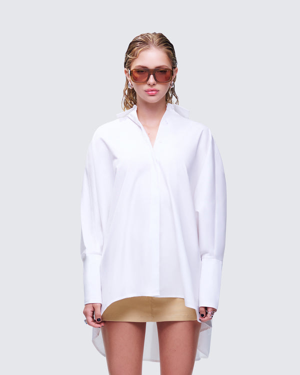 Finesse Hesper White Box Cut Shirt