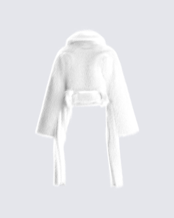 Finesse Hollis White Vegan Fur Coat