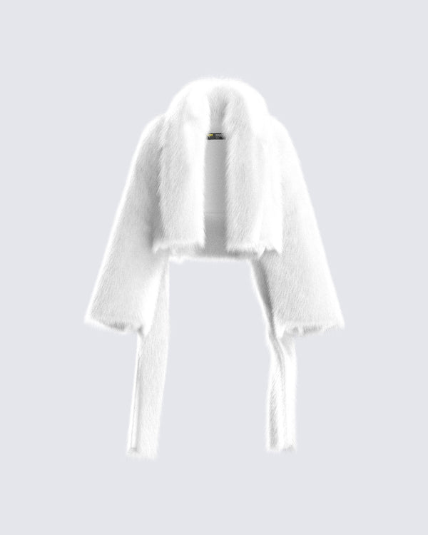 finesse Hollis White Vegan Fur Coat