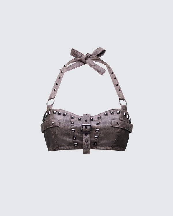 finesse Hosea Brown Vegan Leather Bra