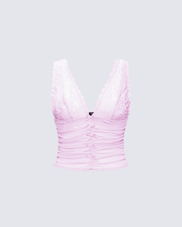 finesse Hyacinth Pink Floral Bow Detail Top