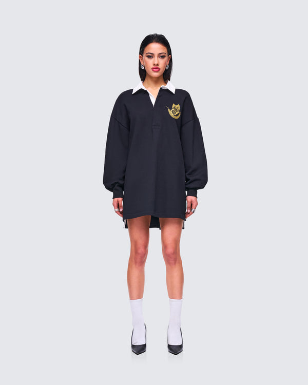 Finesse Iden Black Rugby Polo Dress