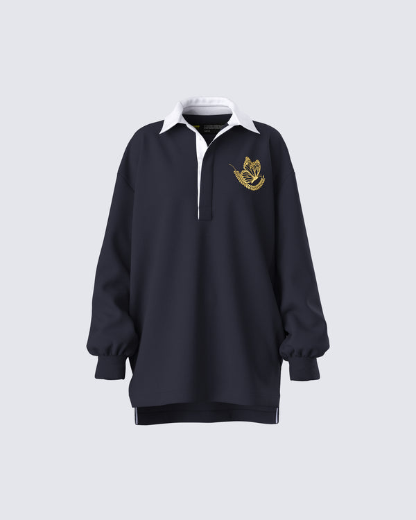 finesse Iden Black Rugby Polo Dress