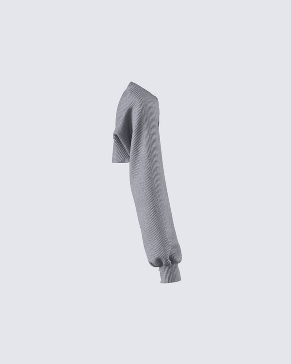 Finesse Ilana Grey Rib Shrug Sweater Top