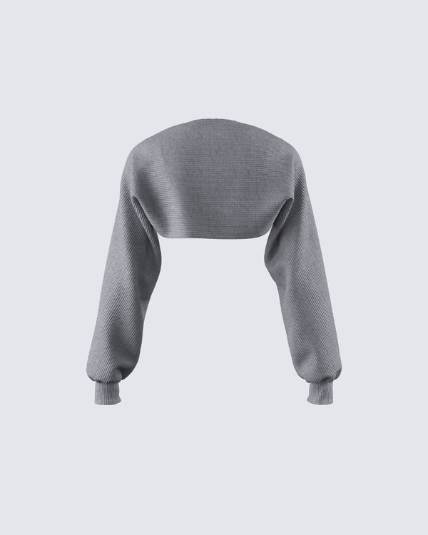 Finesse Ilana Grey Rib Shrug Sweater Top