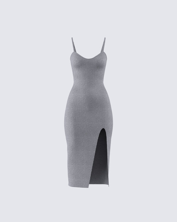finesse Ilana Grey Rib Sweater Dress