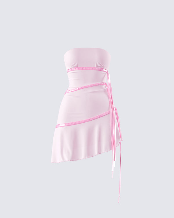 finesse Ilona Pink Jersey Satin Tie Top