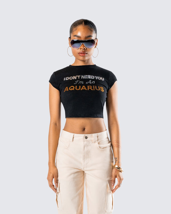 Finesse Ilse Black Aquarius Rhinestone Top