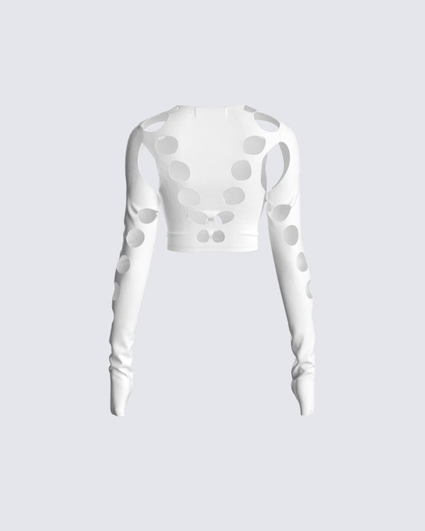 Finesse Iman White Cut Out Top
