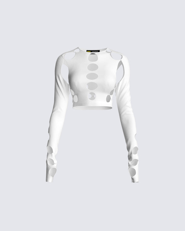 finesse Iman White Cut Out Top