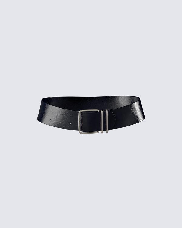 finesse Imelda Black Vegan Leather Belt