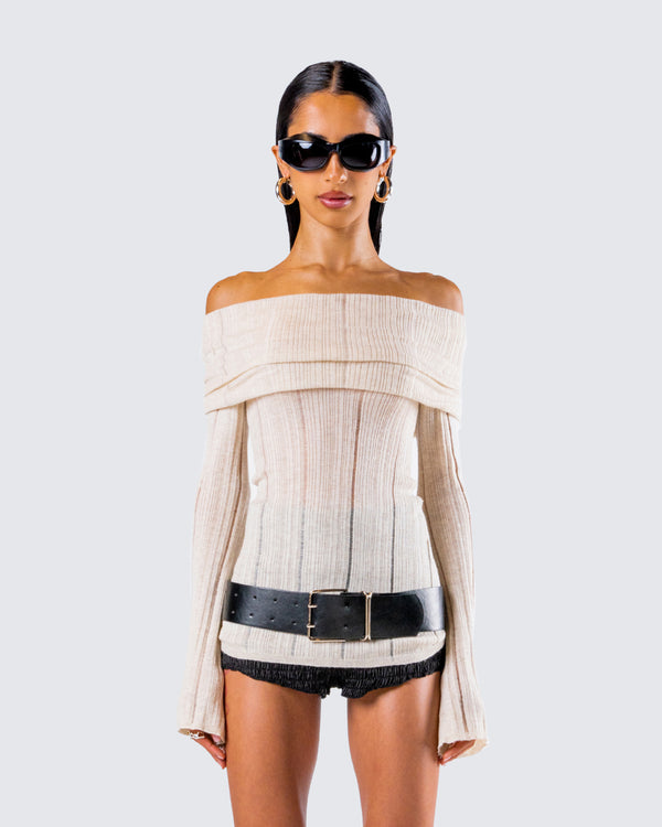 Finesse Imelda Ivory Off Shoulder Top