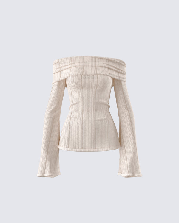 finesse Imelda Ivory Off Shoulder Top