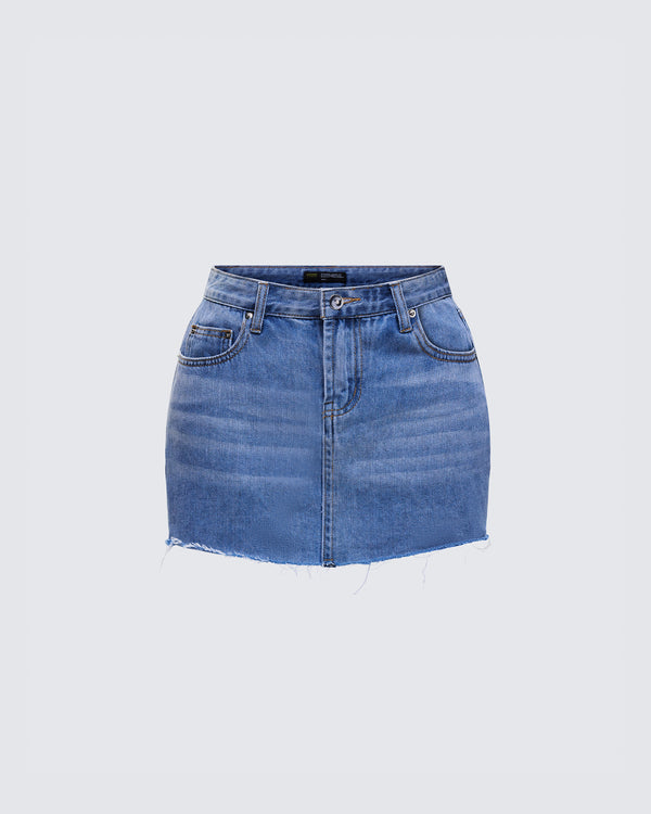finesse Inaya Blue Denim Mini Skirt