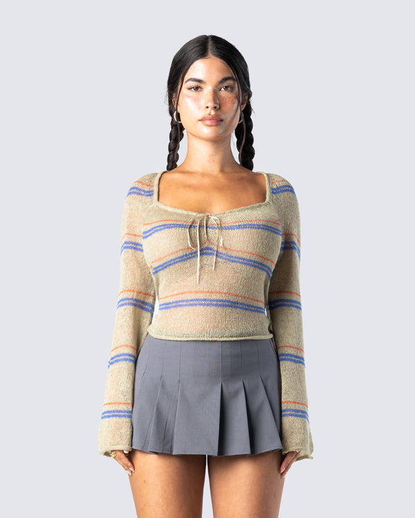 Finesse Iona Green Sweater Knit Top