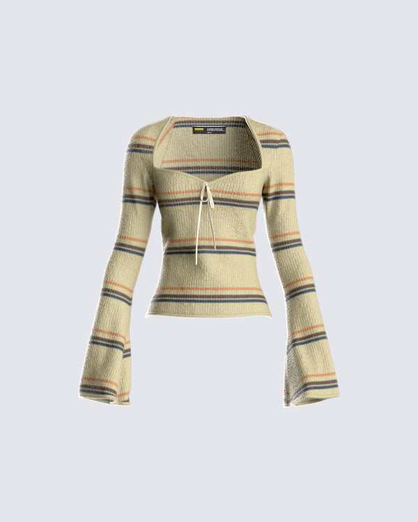 finesse Iona Green Sweater Knit Top