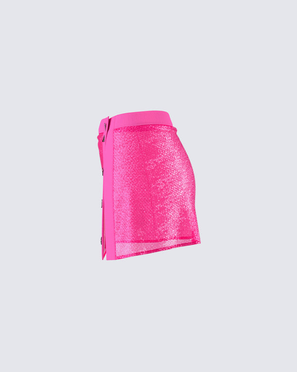 Finesse Irie Pink Sequin Mini Skirt