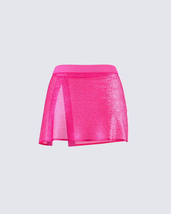 Finesse Irie Pink Sequin Mini Skirt