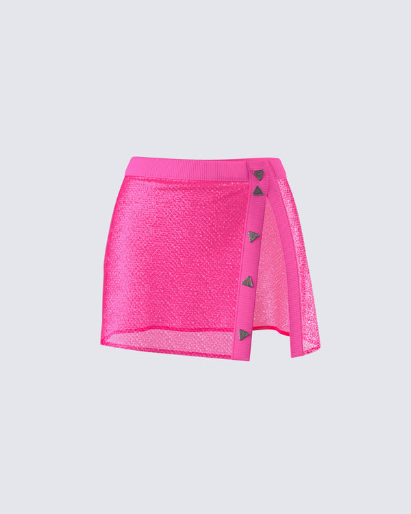 finesse Irie Pink Sequin Mini Skirt
