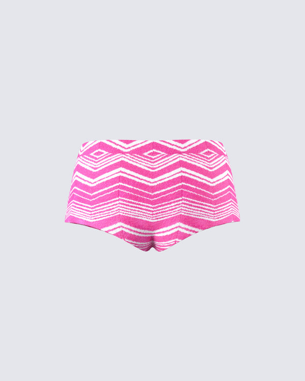 Finesse Irie Pink Zig Zag Knit Booty Short