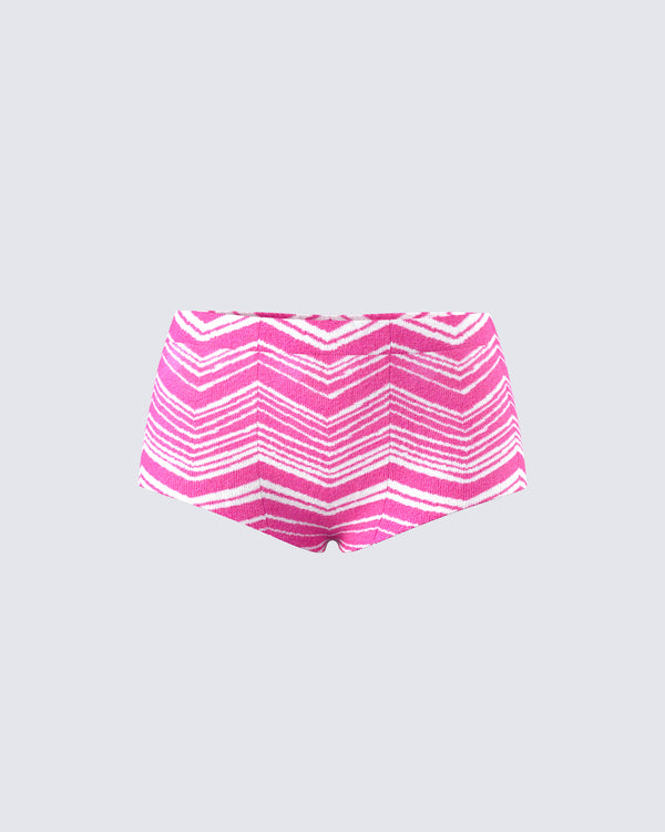 finesse Irie Pink Zig Zag Knit Booty Short