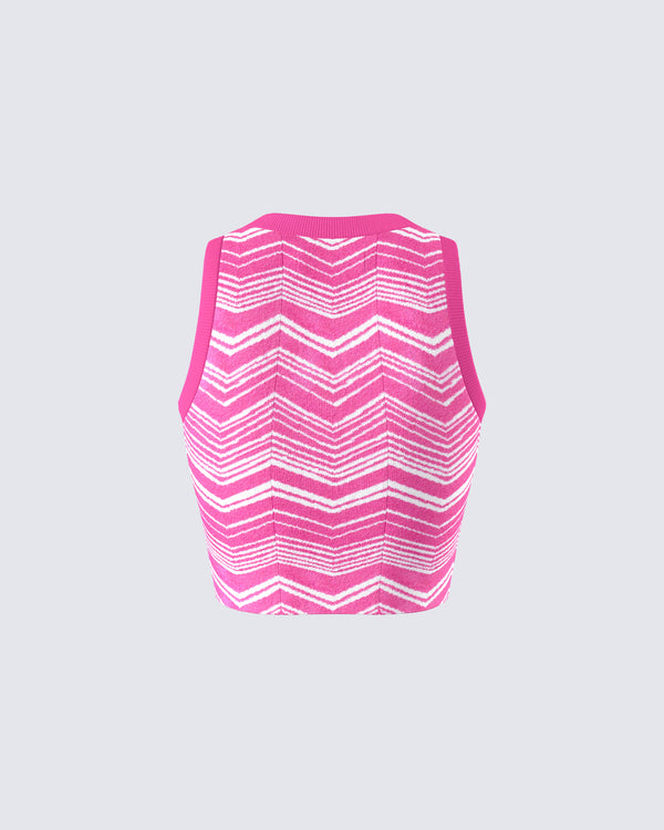 Finesse Irie Pink Zig Zag Knit Top