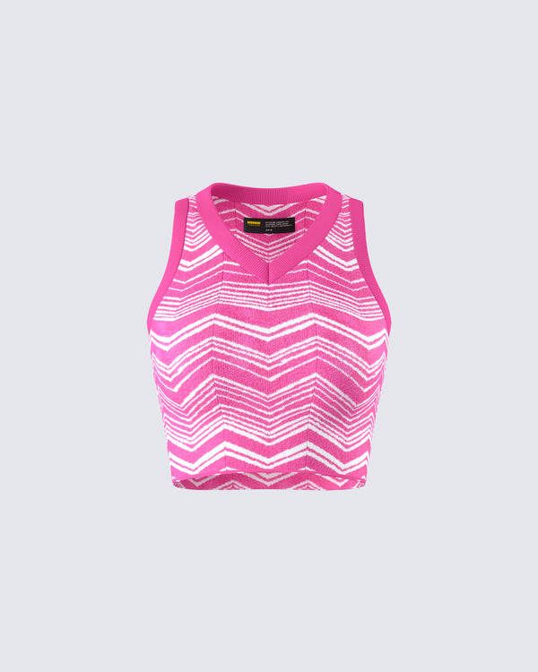 finesse Irie Pink Zig Zag Knit Top