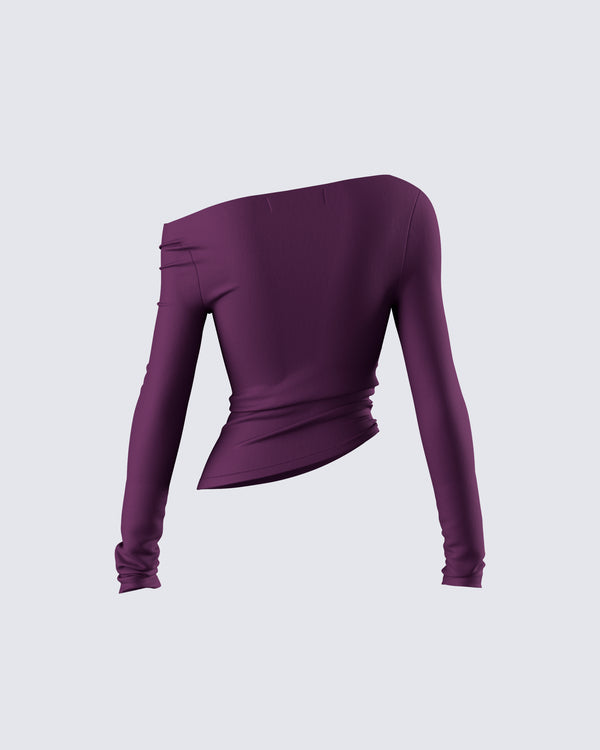 Finesse Isa Burgundy Jersey Asymmetric Top