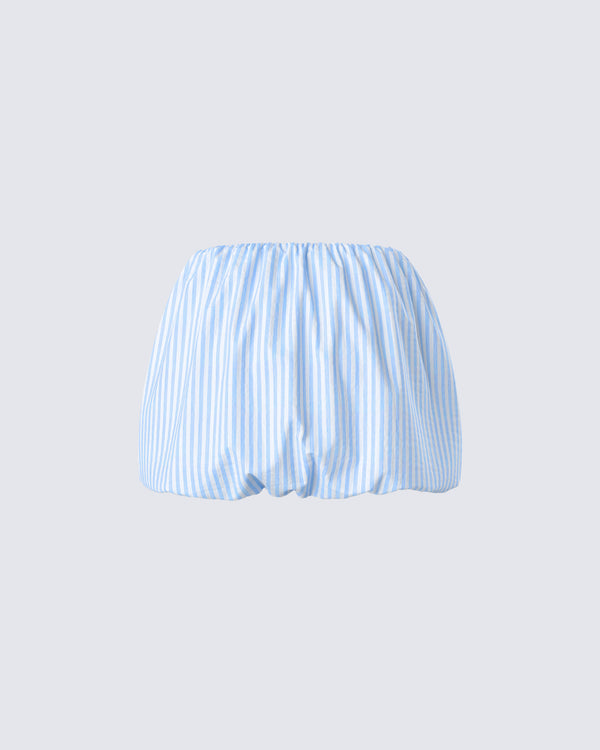 Finesse Isha Blue Striped Micro Mini Bubble Skirt