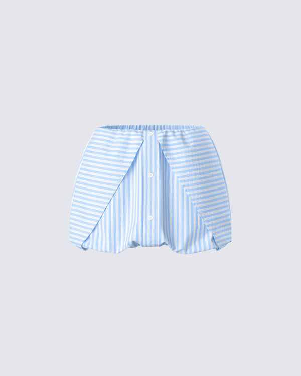 finesse Isha Blue Striped Micro Mini Bubble Skirt