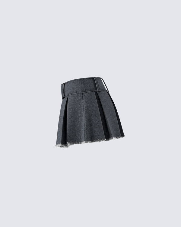 Finesse Ismay Black Denim Pleat Skirt