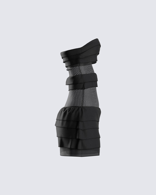 Finesse Issa Black Tiered Mini Dress