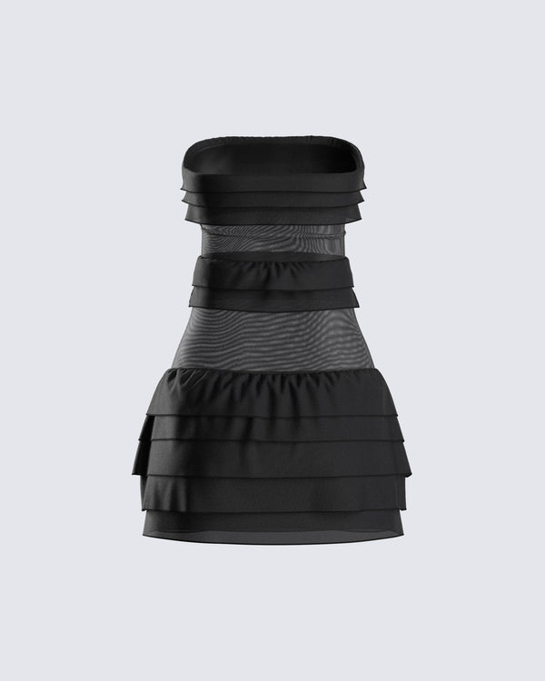 Finesse Issa Black Tiered Mini Dress