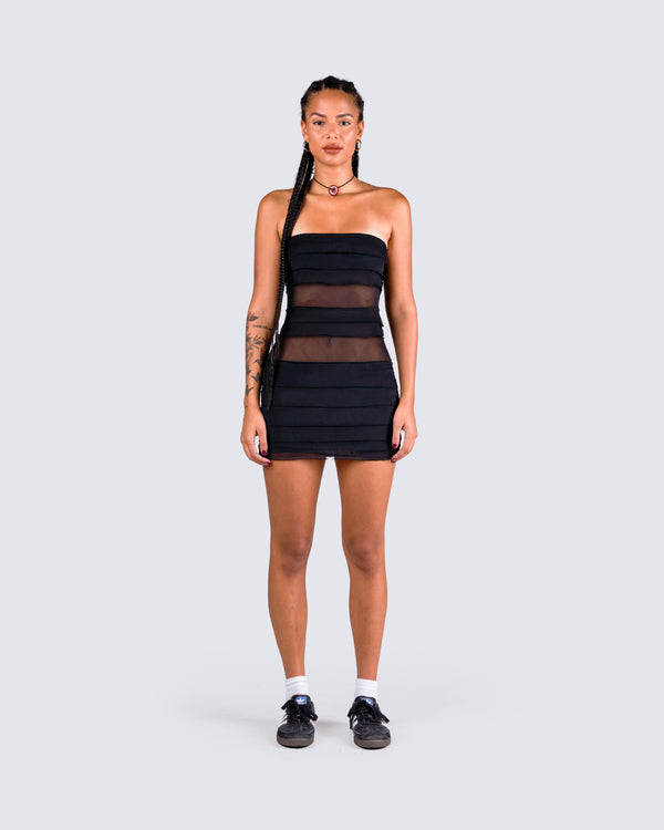 Finesse Issa Black Tiered Mini Dress