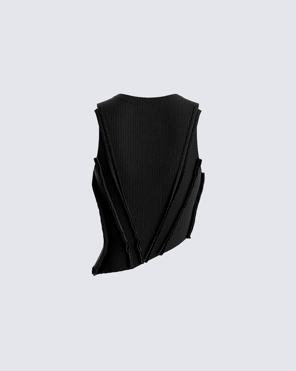 Finesse Iva Black Ribbed Cropped Top