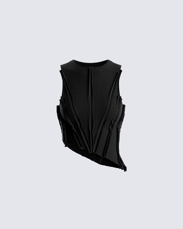 finesse Iva Black Ribbed Cropped Top