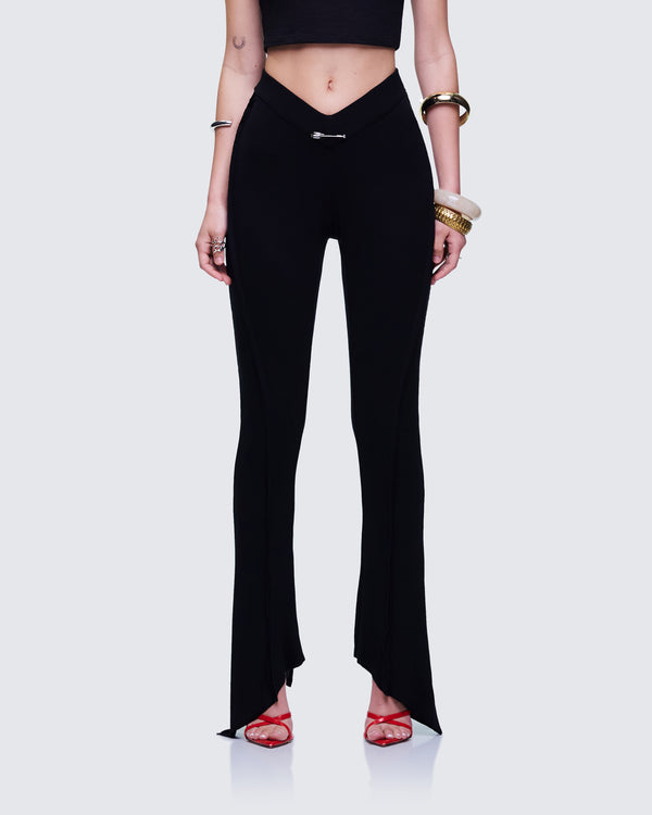 Finesse Iva Black Ribbed V Waist Pant