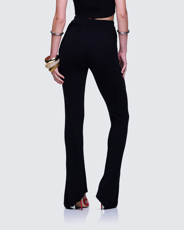 Finesse Iva Black Ribbed V Waist Pant