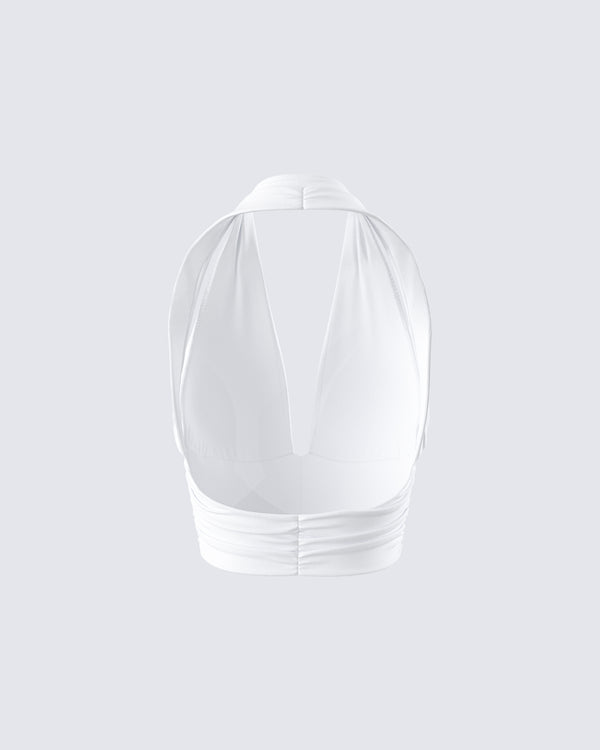 Finesse Iyanu Ivory Jersey Halter Top