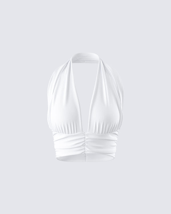 finesse Iyanu Ivory Jersey Halter Top